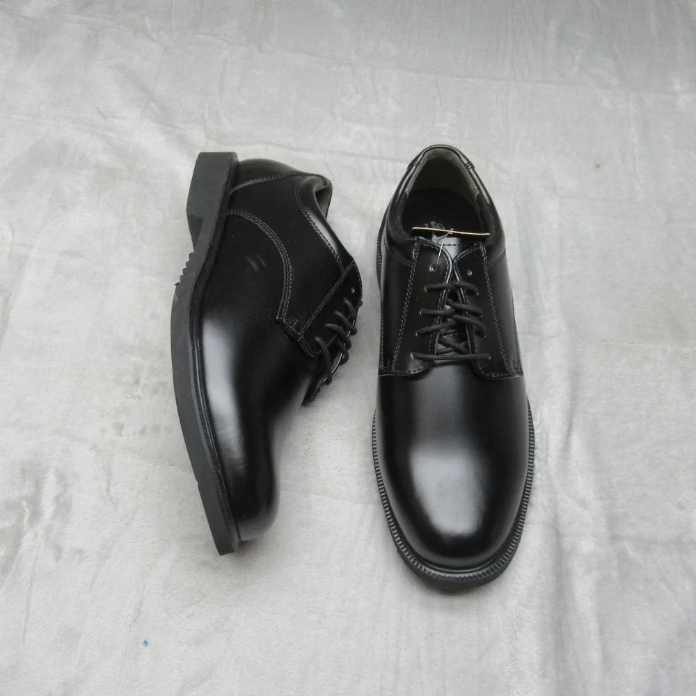 Thorogood Mens Shoes 11M Black Oxford Slip Resistant Leather Lace High Shine NEW